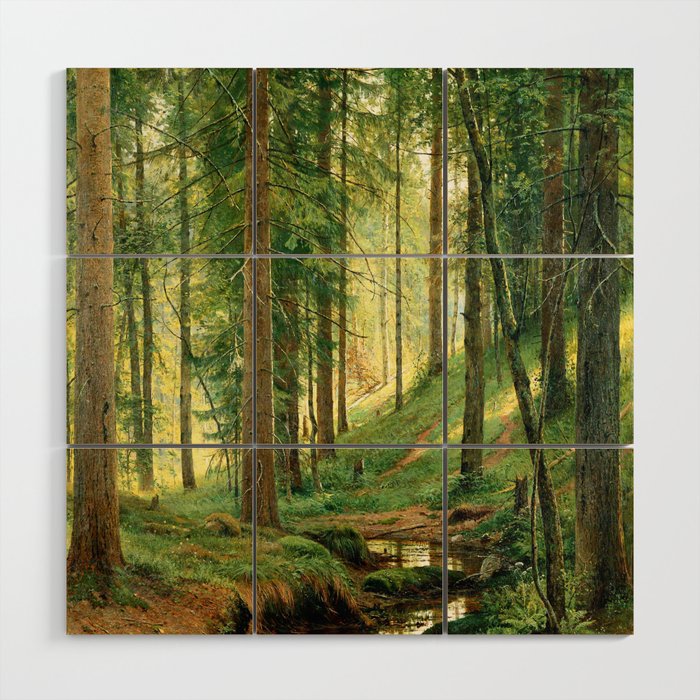 Ivan Shishkin "Stream in the Forest (On the Hillside)" Wood Wall Art Gallery Image 1