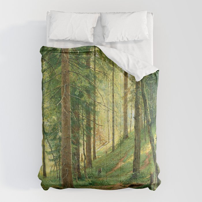 Ivan Shishkin "Stream in the Forest (On the Hillside)" Comforter Gallery Image 1