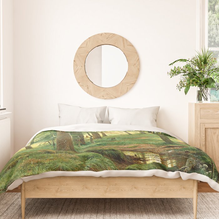 Ivan Shishkin "Stream in the Forest (On the Hillside)" Duvet Cover Gallery Image 3