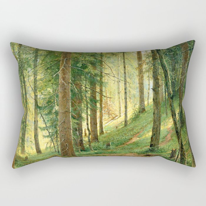 Ivan Shishkin "Stream in the Forest (On the Hillside)" Rectangular Pillow Gallery Image 1