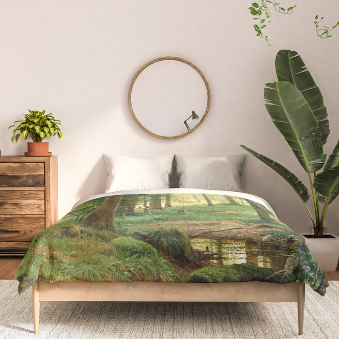 Ivan Shishkin "Stream in the Forest (On the Hillside)" Comforter Gallery Image 3