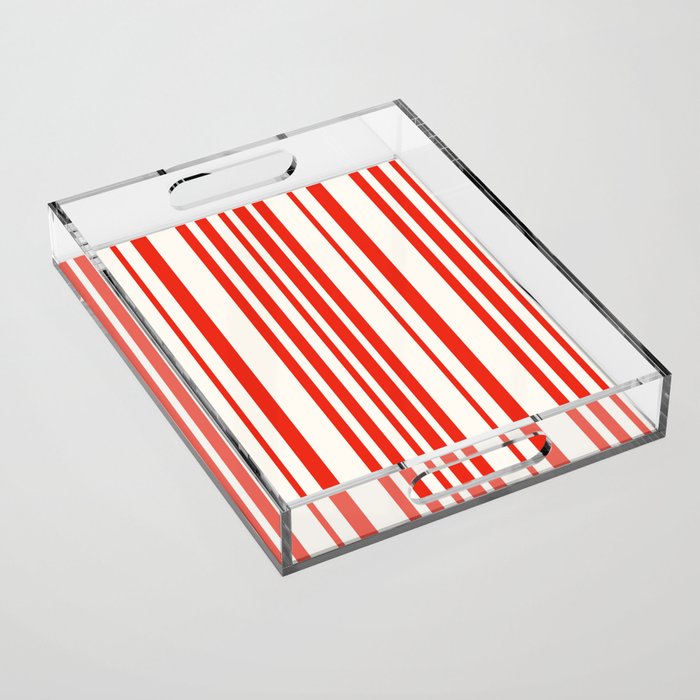 Classic Stripes I - Red & White Candy Cane Acrylic Tray Gallery Image 1