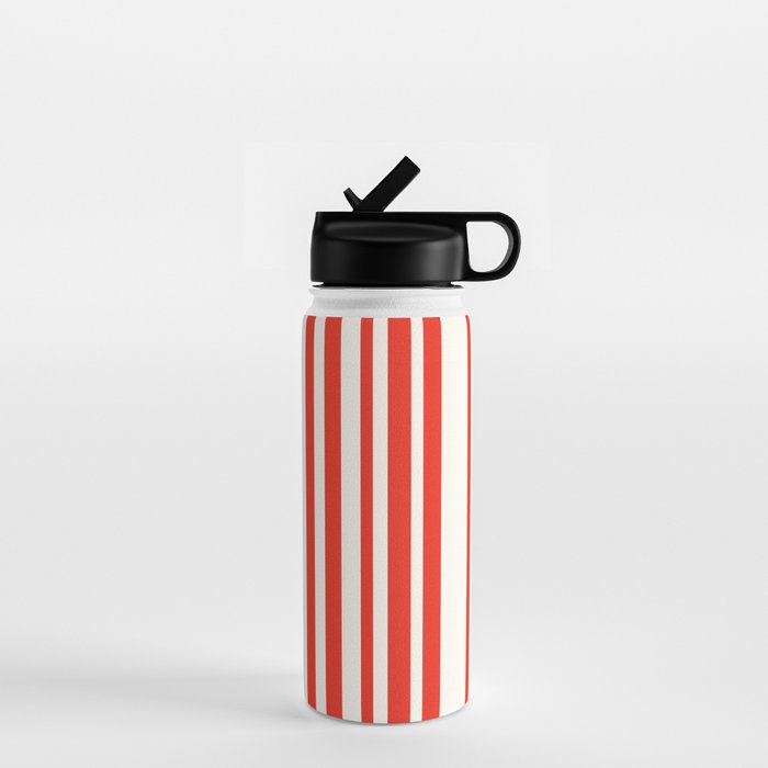 Classic Stripes I - Red & White Candy Cane Water Bottle Gallery Image 1