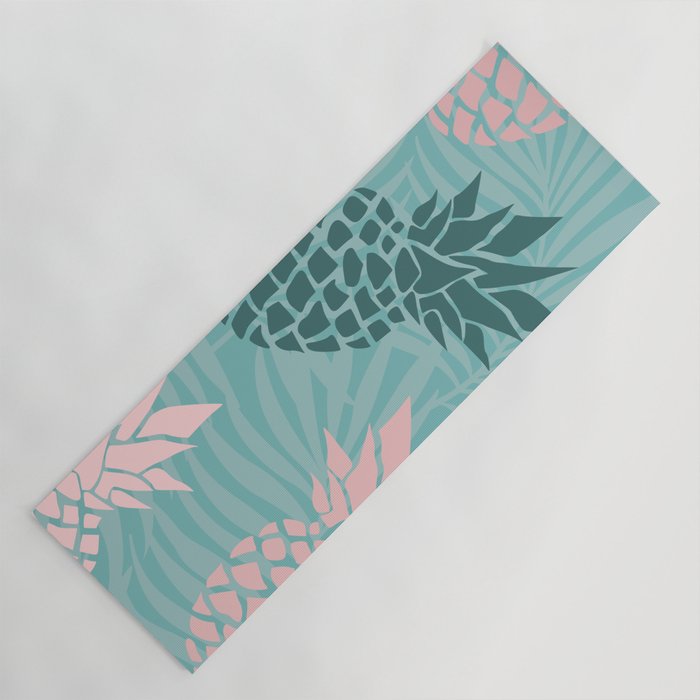 Summer, Pineapple Art, Pink, Turquoise, Teal Yoga Mat Gallery Image 1