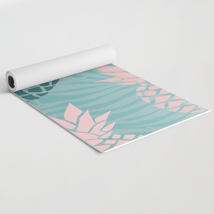 Summer, Pineapple Art, Pink, Turquoise, Teal Yoga Mat Gallery Image 2
