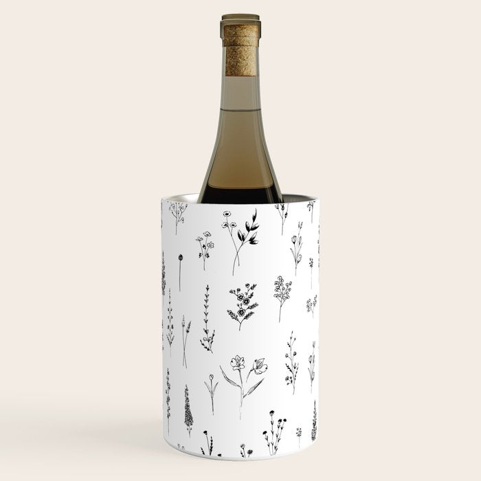 White Wildflowers Pattern Wine Chiller Gallery Image 1
