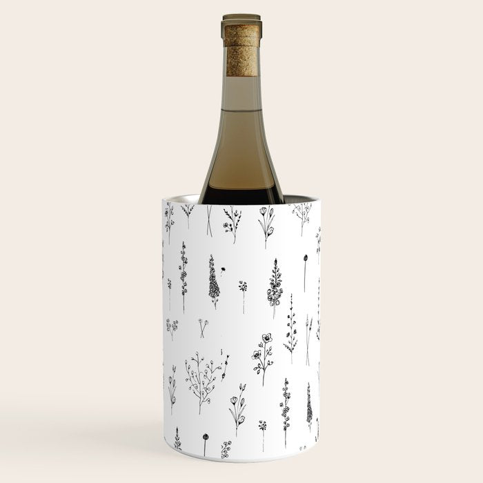 White Wildflowers Pattern Wine Chiller Gallery Image 2