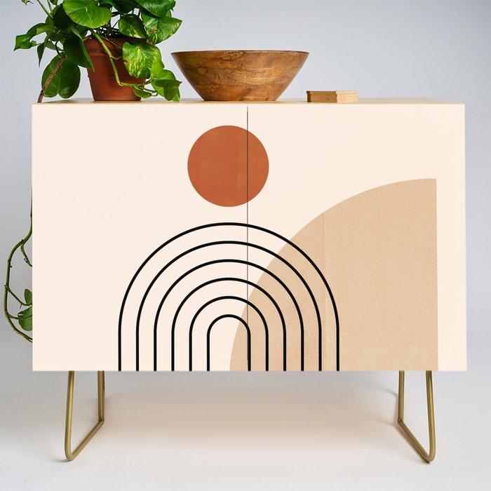 Abstraction_NEW_SUN_DAWN_MOUNTAINS_LINE_POP_ART_008B Credenza Gallery Image 1