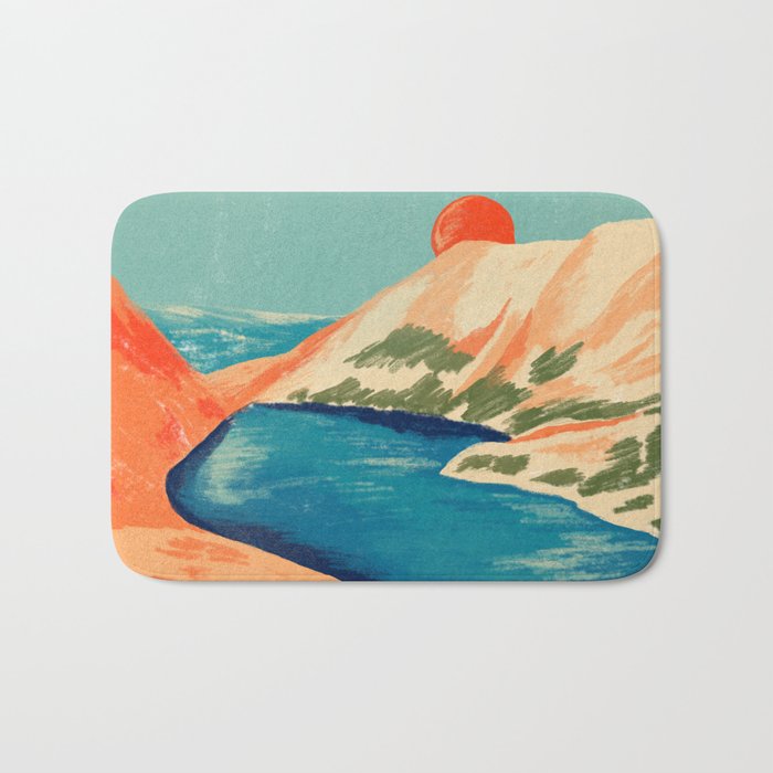 Serene River Flowing Through Majestic Mountains Bath Mat Gallery Image 1