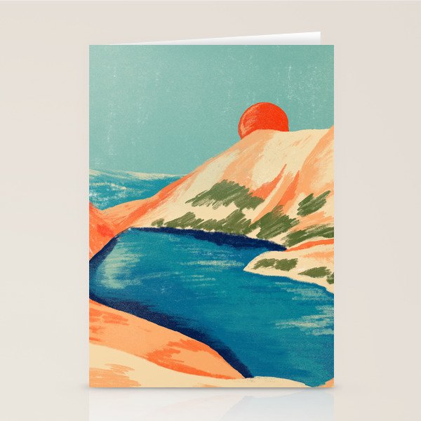 Serene River Flowing Through Majestic Mountains Stationery Card Gallery Image 2