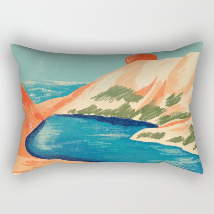 Serene River Flowing Through Majestic Mountains Rectangular Pillow Gallery Image 1