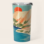 Serene River Flowing Through Majestic Mountains Travel Mug Gallery Image 2
