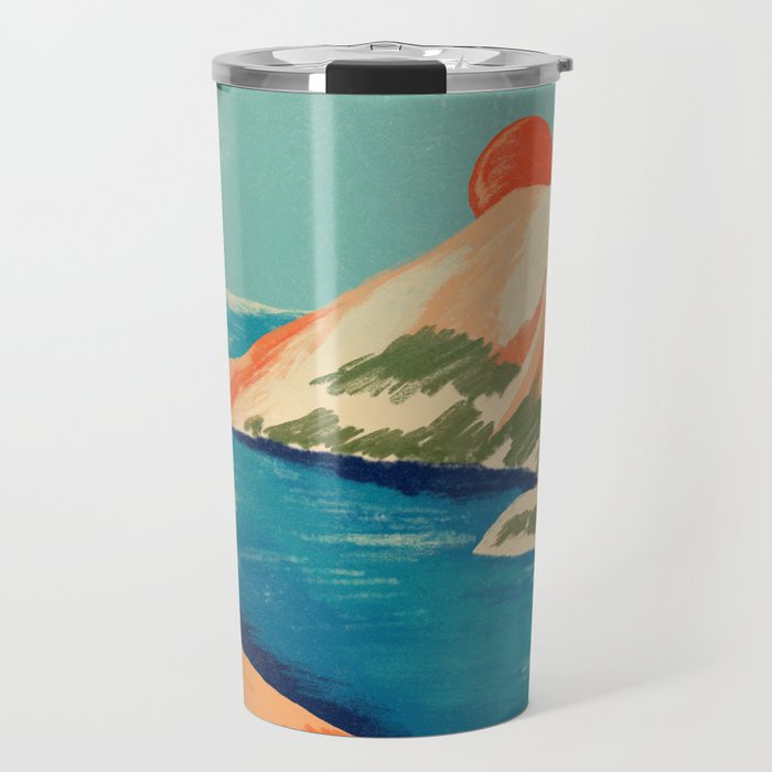 Serene River Flowing Through Majestic Mountains Travel Mug Gallery Image 1