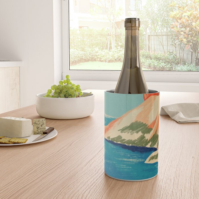 Serene River Flowing Through Majestic Mountains Wine Chiller Gallery Image 4