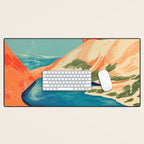 Serene River Flowing Through Majestic Mountains Desk Mat Gallery Image 1