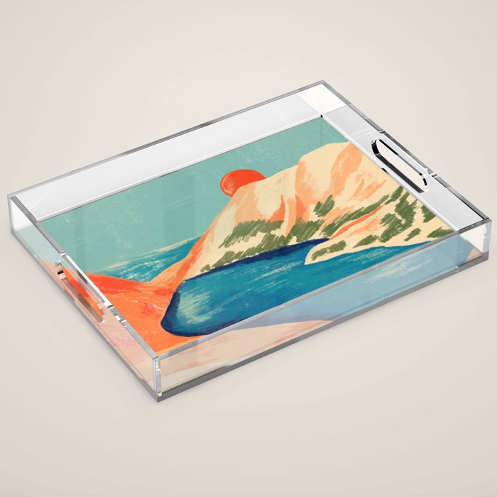 Serene River Flowing Through Majestic Mountains Acrylic Tray Gallery Image 1