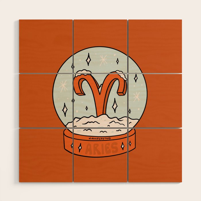Aries Snow Globe Wood Wall Art Gallery Image 1