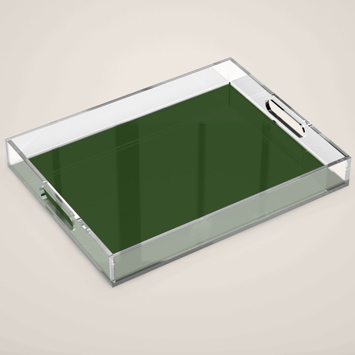 Solid Dark Forest Green Simple Solid Color All Over Print Acrylic Tray Gallery Image 1