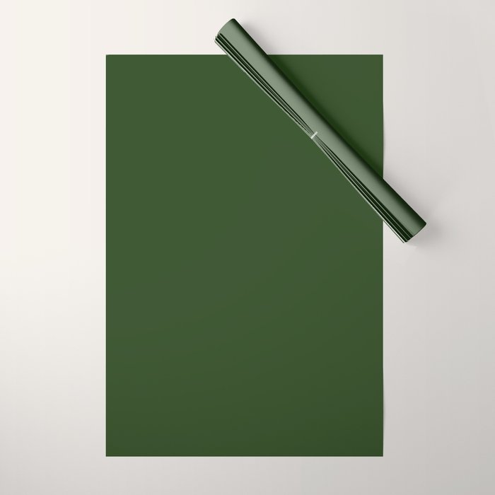 Solid Dark Forest Green Simple Solid Color All Over Print Wrapping Paper Gallery Image 1