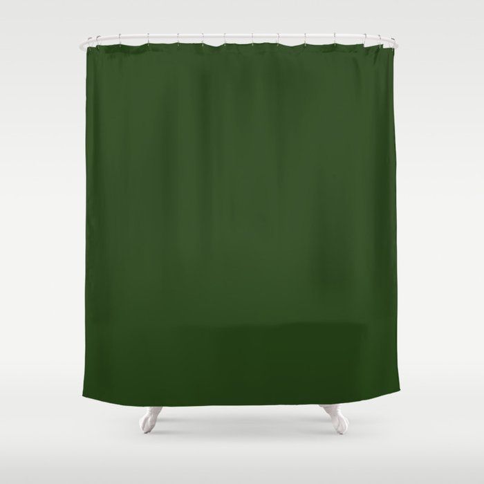 Solid Dark Forest Green Simple Solid Color All Over Print Shower Curtain Gallery Image 1