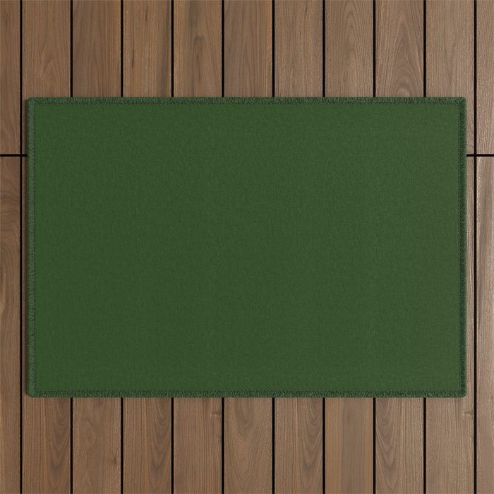Solid Dark Forest Green Simple Solid Color All Over Print Outdoor Rug Gallery Image 1