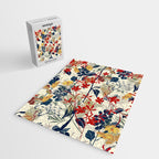 Wildflowers, Floral Prints, Red, Navy, Yellow Jigsaw Puzzle Gallery Image 2