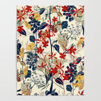 Wildflowers, Floral Prints, Red, Navy, Yellow Poster Gallery Image 4