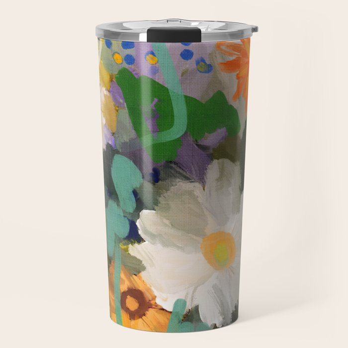 floral spring abstract painting Travel Mug Gallery Image 1