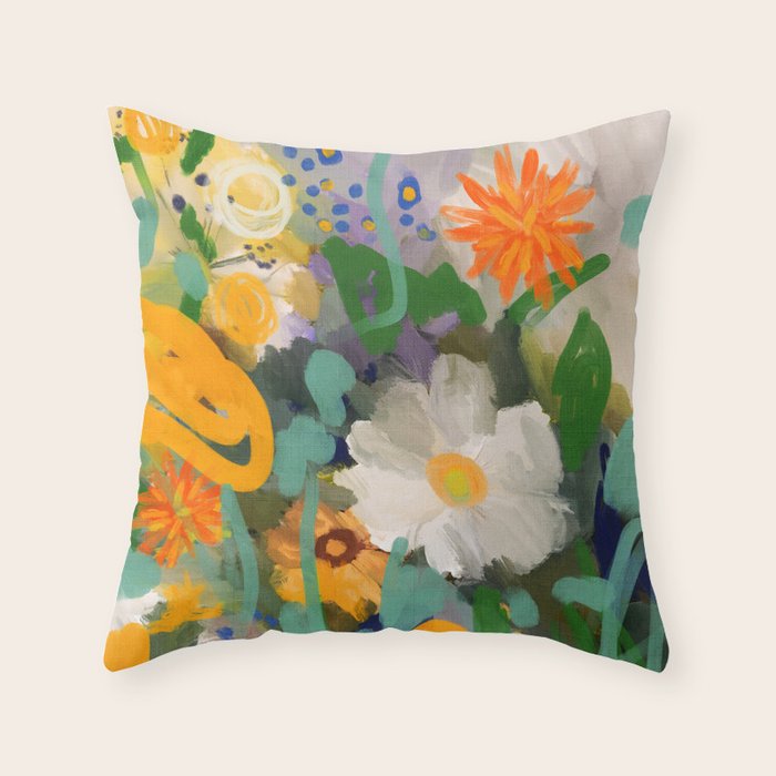 floral spring abstract painting Throw Pillow Gallery Image 6