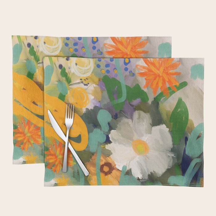 floral spring abstract painting Placemat Gallery Image 1