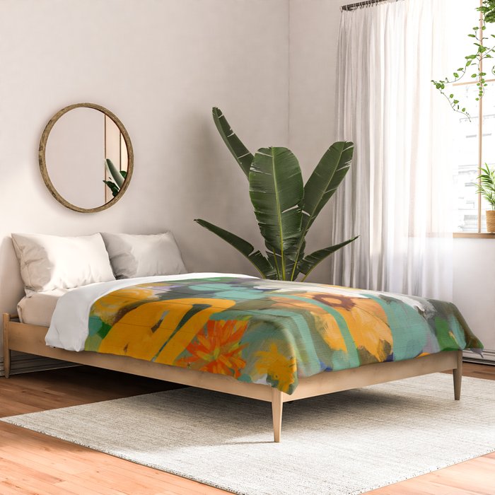 floral spring abstract painting Comforter Gallery Image 2
