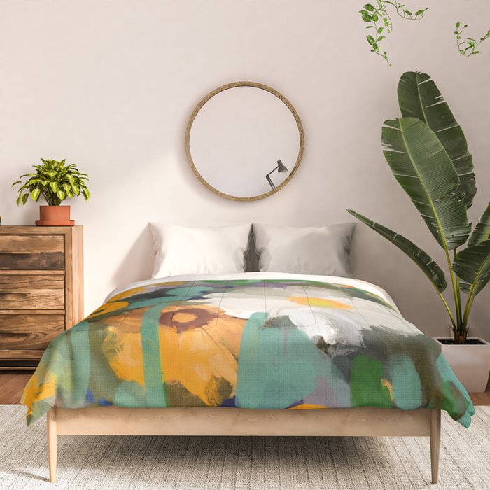 floral spring abstract painting Comforter Gallery Image 3