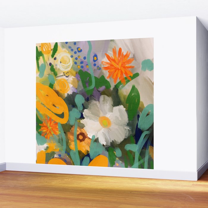 floral spring abstract painting Wall Mural Gallery Image 2