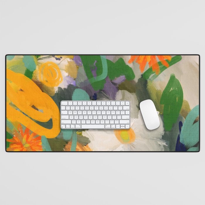 floral spring abstract painting Desk Mat Gallery Image 1