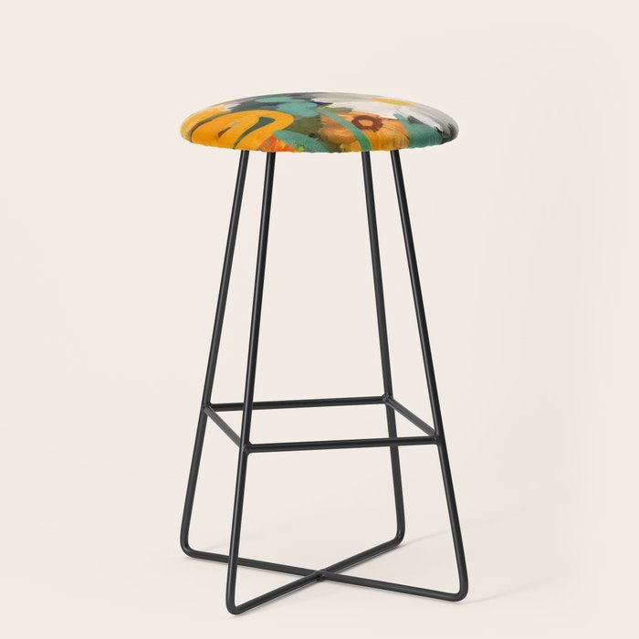 floral spring abstract painting Stool Gallery Image 1