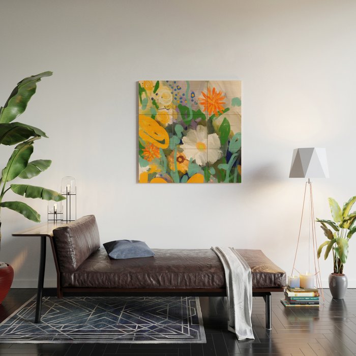 floral spring abstract painting Wood Wall Art Gallery Image 2
