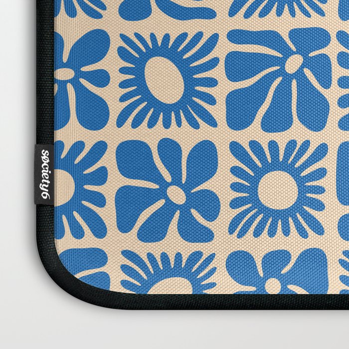 Abstract blue retro flower art pattern Laptop Sleeve Gallery Image 3