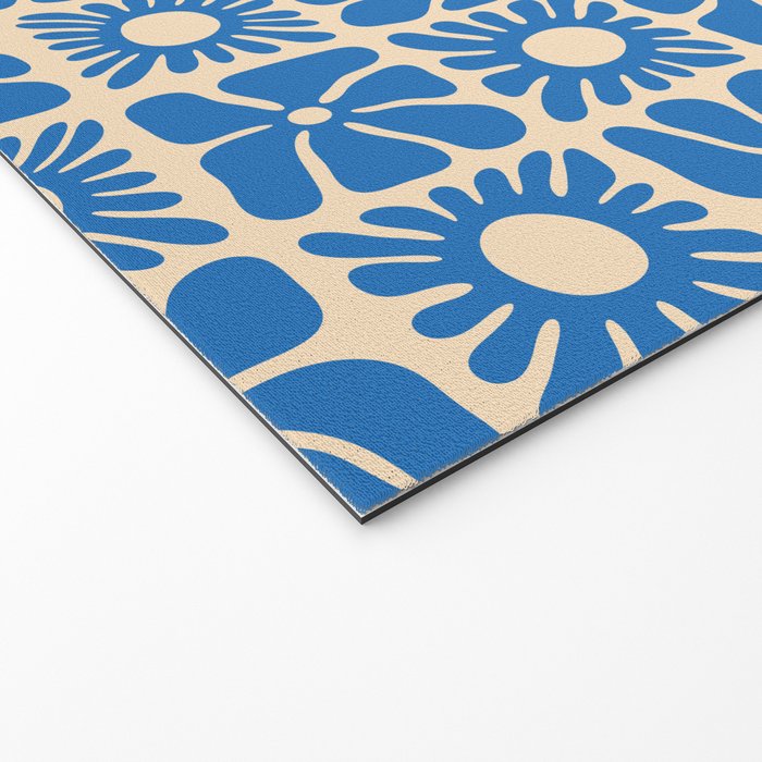 Abstract blue retro flower art pattern Welcome Mat Gallery Image 2