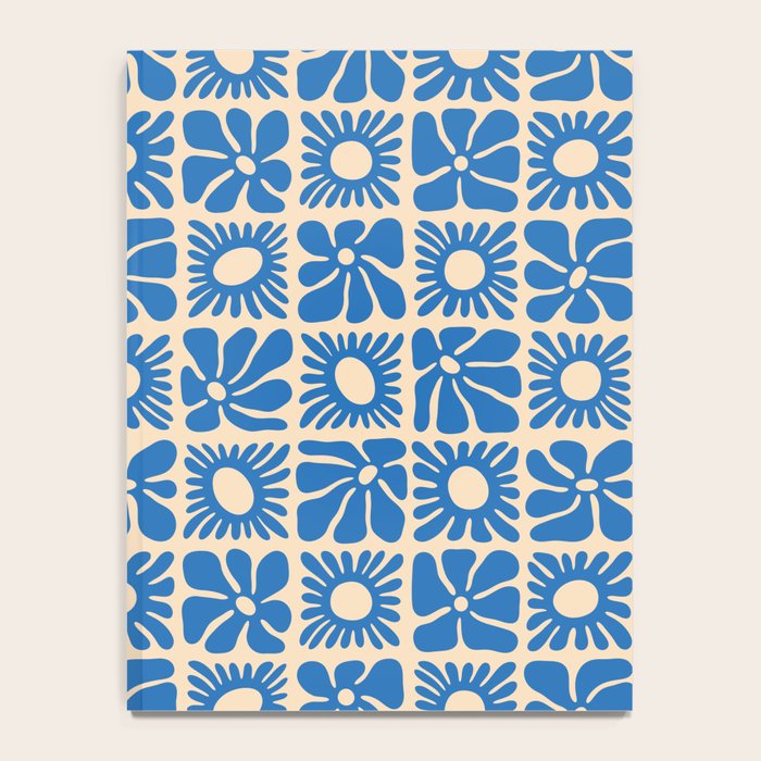 Abstract blue retro flower art pattern Notebook Gallery Image 4