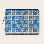 Abstract blue retro flower art pattern Laptop Sleeve Gallery Image 1