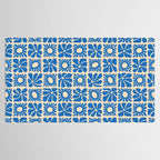 Abstract blue retro flower art pattern Tablecloth Gallery Image 2