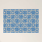 Abstract blue retro flower art pattern Welcome Mat Gallery Image 1