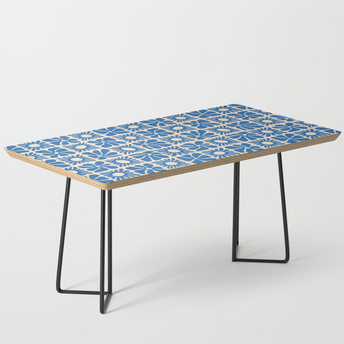 Abstract blue retro flower art pattern Coffee Table Gallery Image 1