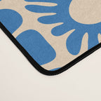 Abstract blue retro flower art pattern Desk Mat Gallery Image 4