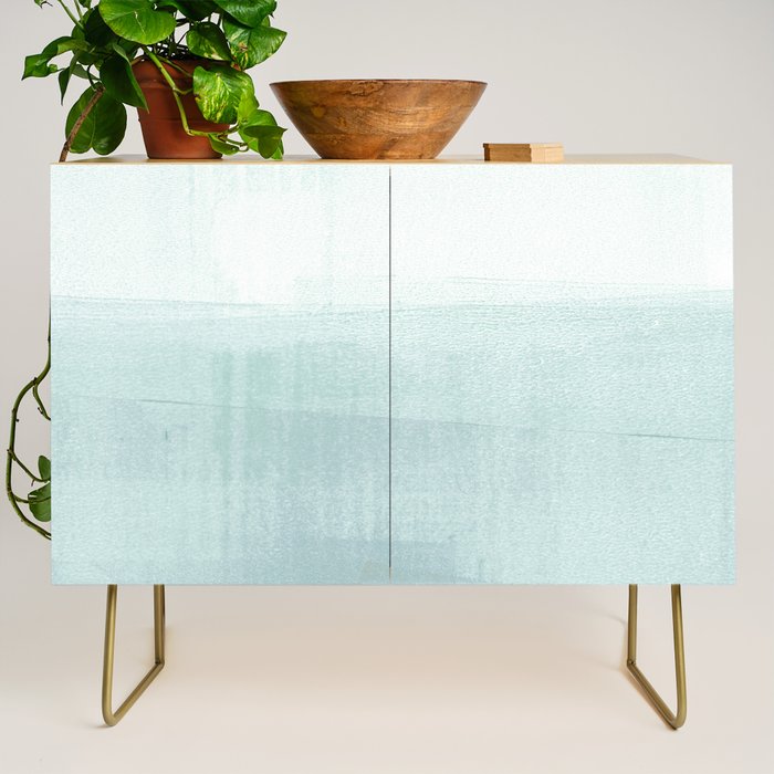 Aqua Blue Horizon Minimalist Abstract Seascape Credenza Gallery Image 1