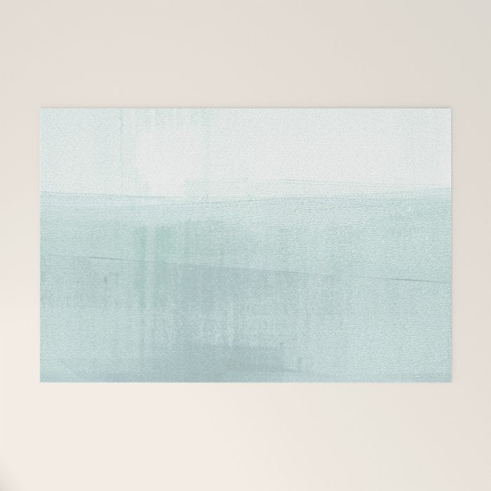 Aqua Blue Horizon Minimalist Abstract Seascape Welcome Mat Gallery Image 1
