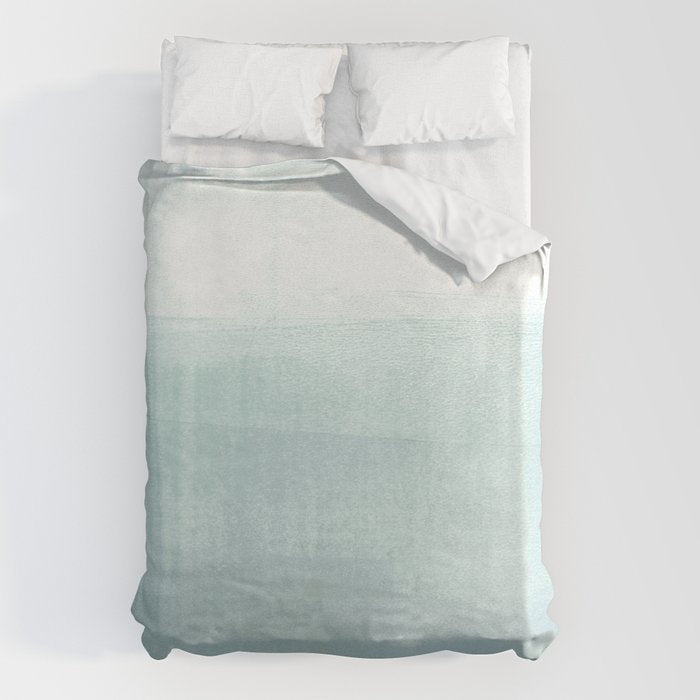 Aqua Blue Horizon Minimalist Abstract Seascape Duvet Cover Gallery Image 6