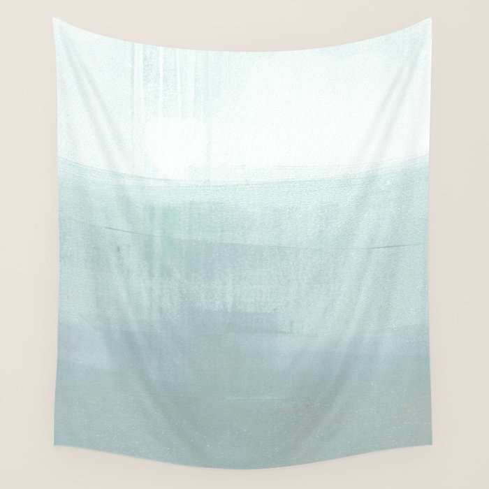 Aqua Blue Horizon Minimalist Abstract Seascape Wall Tapestry Gallery Image 4