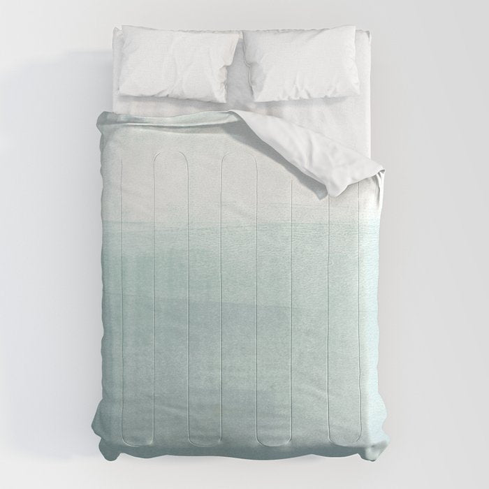 Aqua Blue Horizon Minimalist Abstract Seascape Comforter Gallery Image 6