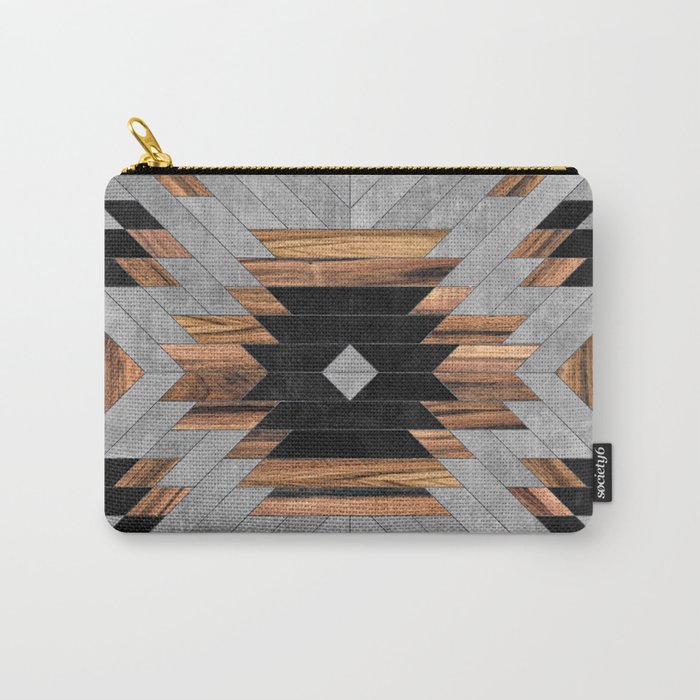 Urban Tribal Pattern No.6 - Aztec - Concrete and Wood Carry All Pouch Gallery Image 1